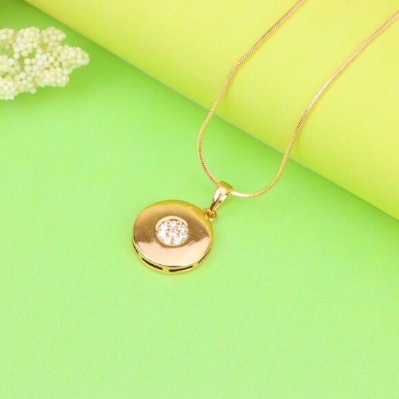 "Rose Gold Round Pendant with Center CZ Stones – Elegant Finish, XPPT1203 - Picture 13 of 13